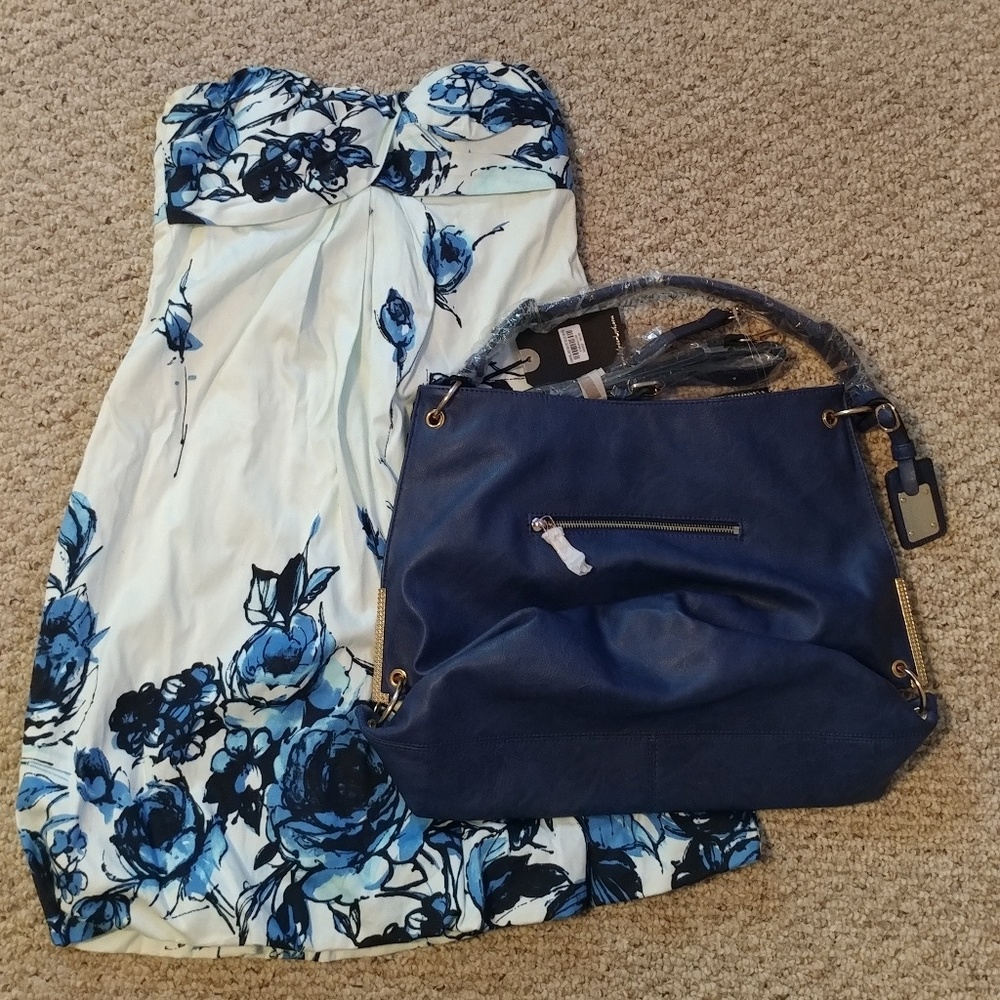 White & Blue Floral Dress